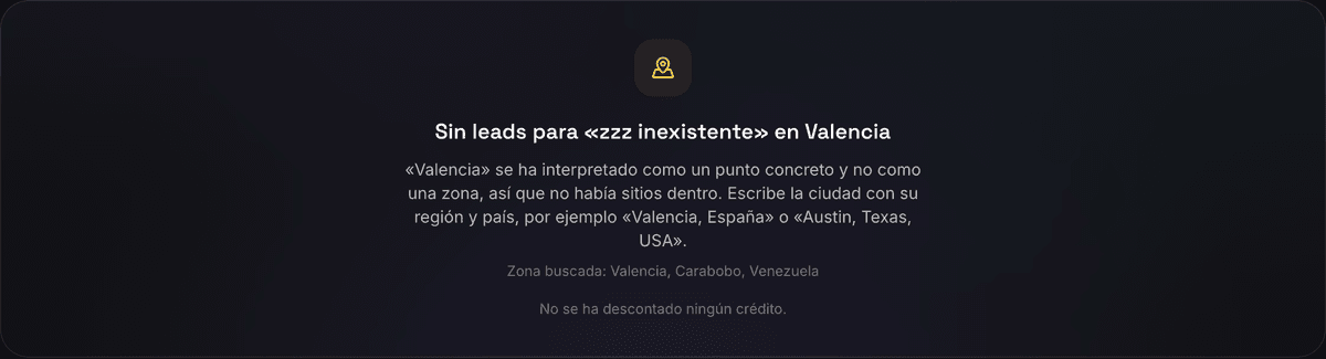 Explicación de una búsqueda vacía.