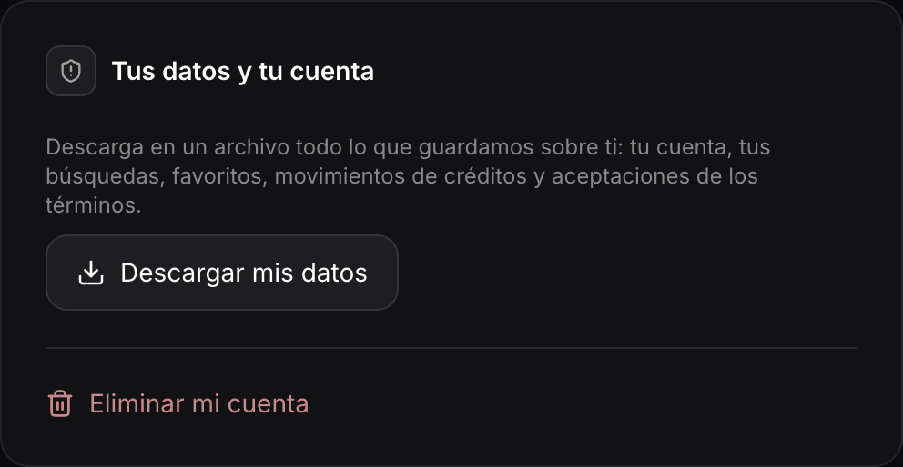 Descargar los datos y eliminar la cuenta, en Ajustes.