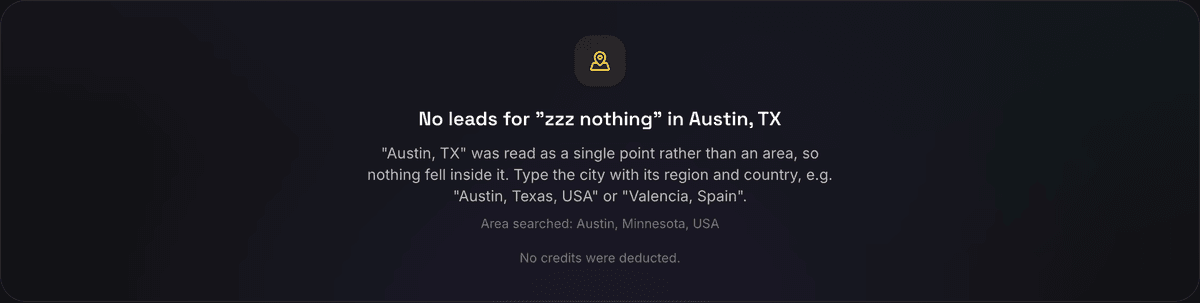 Explanation of an empty search.